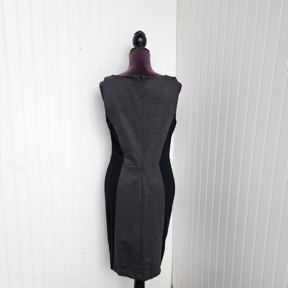 Chaps Colorblock Sheath Dress Stetch Black Gray Poly Rayon Elastane Zip Sz 12 - Picture 5 of 11